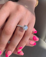 Big Diamond 3 Ct Round Cut Moissanite Engagement Ring, Vintage Pave Set, 4 Claw Prong Solid Gold Anniversary Ring, Ring For Birthday Gift image 2